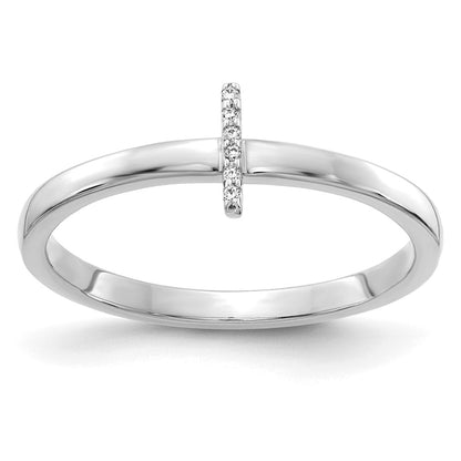 14k White Gold Real Diamond Initial I Ring