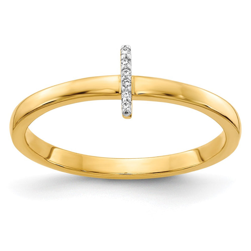 14k Yellow Gold Real Diamond Initial I Ring