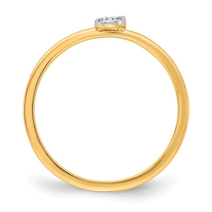 14k Yellow Gold Real Diamond Initial J Ring