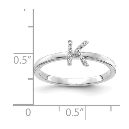 14k White Gold Real Diamond Initial K Ring