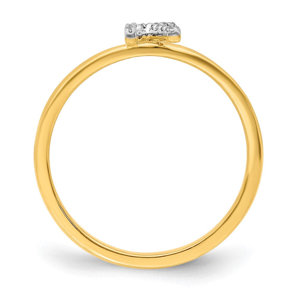 14k Yellow Gold Real Diamond Initial K Ring