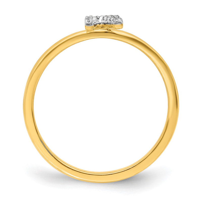 14k Yellow Gold Real Diamond Initial K Ring
