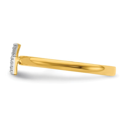 14k Yellow Gold Real Diamond Initial K Ring