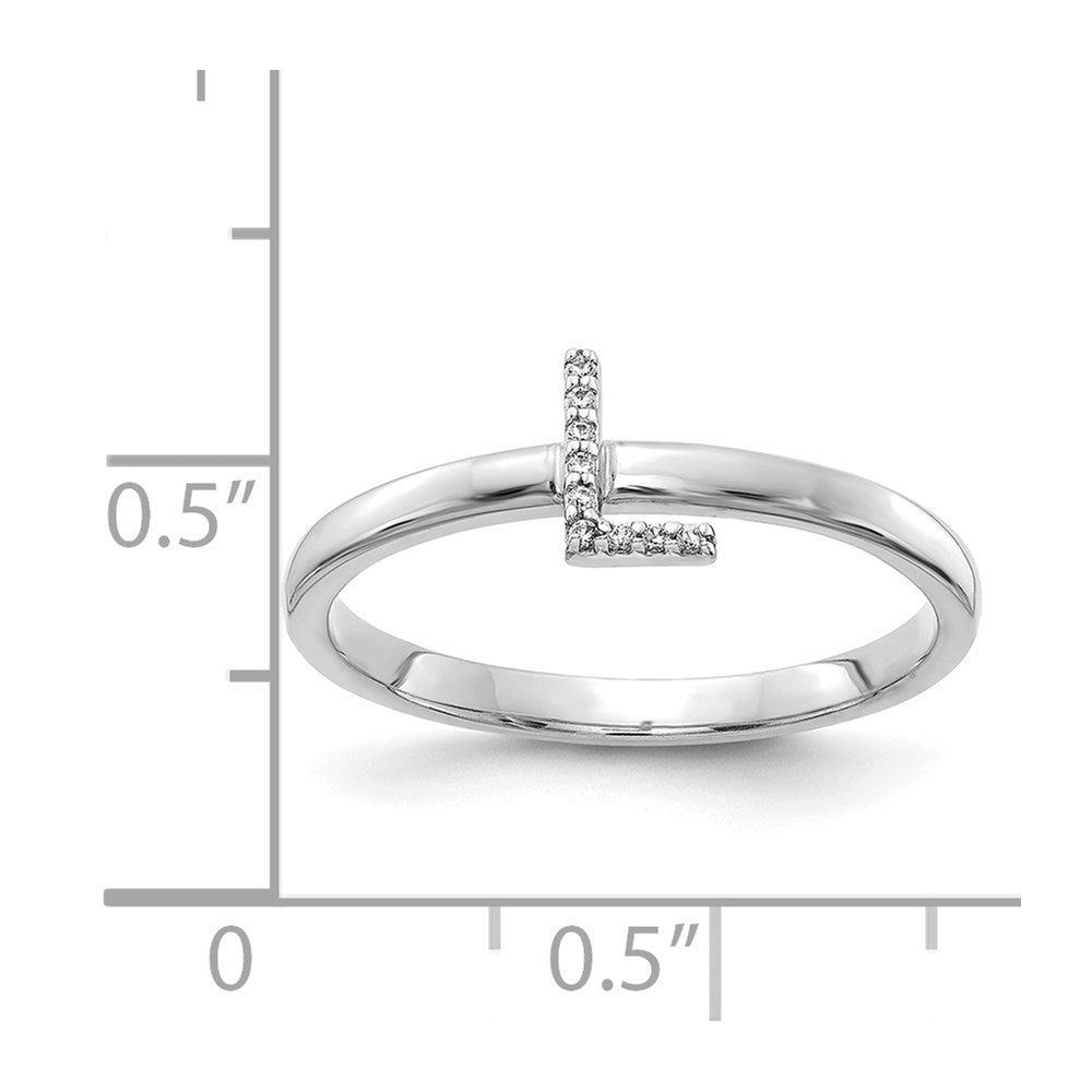 14k White Gold Real Diamond Initial L Ring