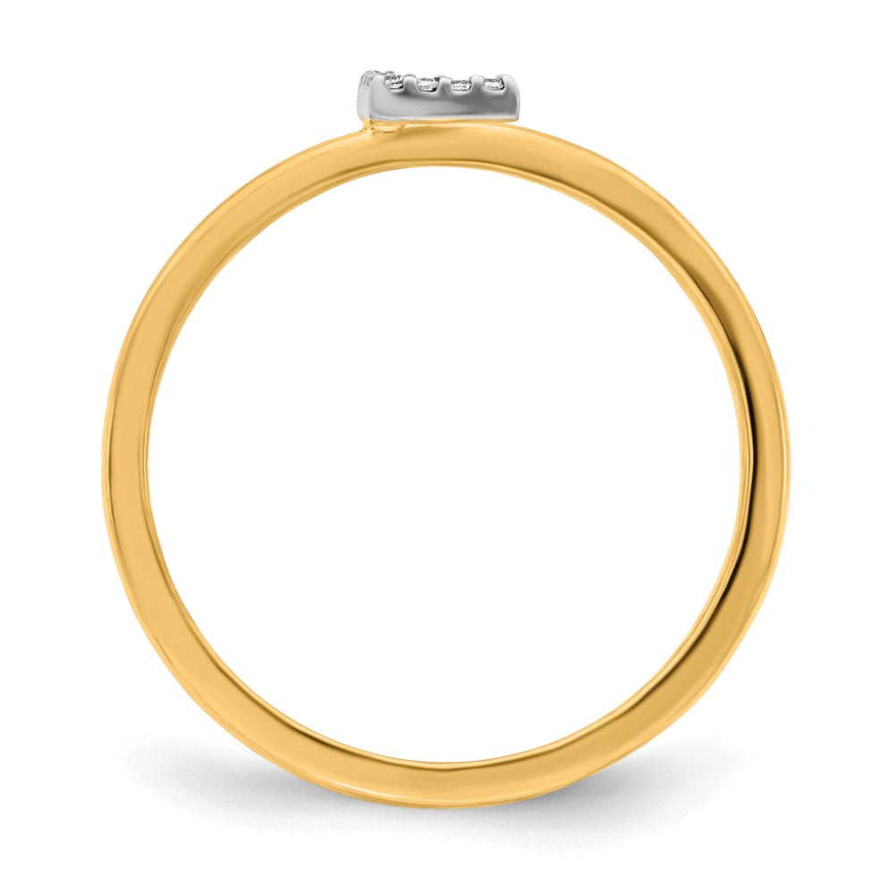14k Yellow Gold Real Diamond Initial L Ring