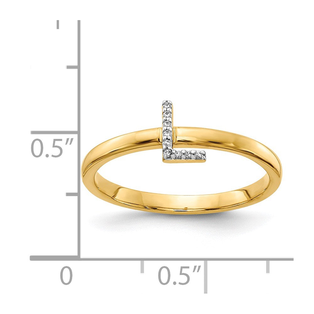 14k Yellow Gold Real Diamond Initial L Ring