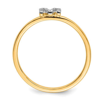 14k Yellow Gold Real Diamond Initial M Ring