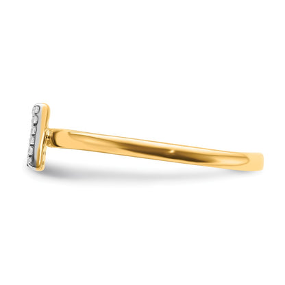 14k Yellow Gold Real Diamond Initial M Ring