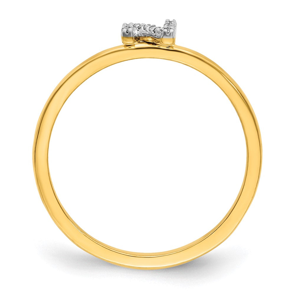 14k Yellow Gold Real Diamond Initial N Ring