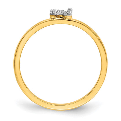 14k Yellow Gold Real Diamond Initial N Ring
