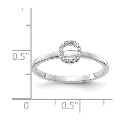 14k White Gold Real Diamond Initial O Ring