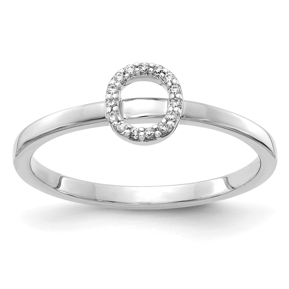 14k White Gold Real Diamond Initial O Ring