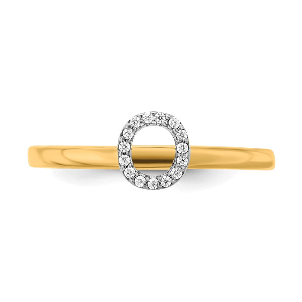 14k Yellow Gold Real Diamond Initial O Ring