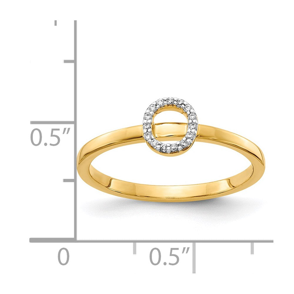 14k Yellow Gold Real Diamond Initial O Ring