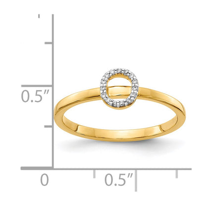 14k Yellow Gold Real Diamond Initial O Ring