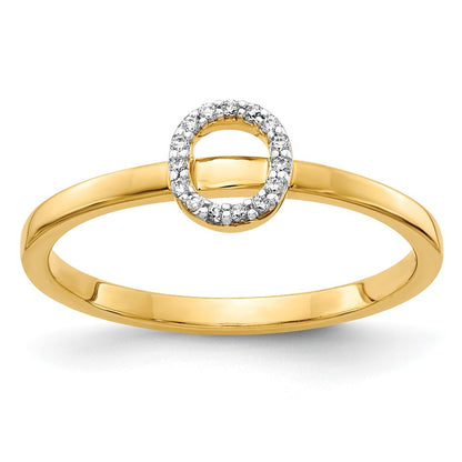 14k Yellow Gold Real Diamond Initial O Ring