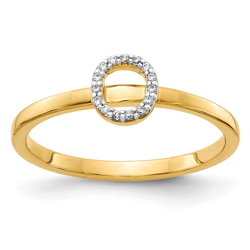 14k Yellow Gold Real Diamond Initial O Ring