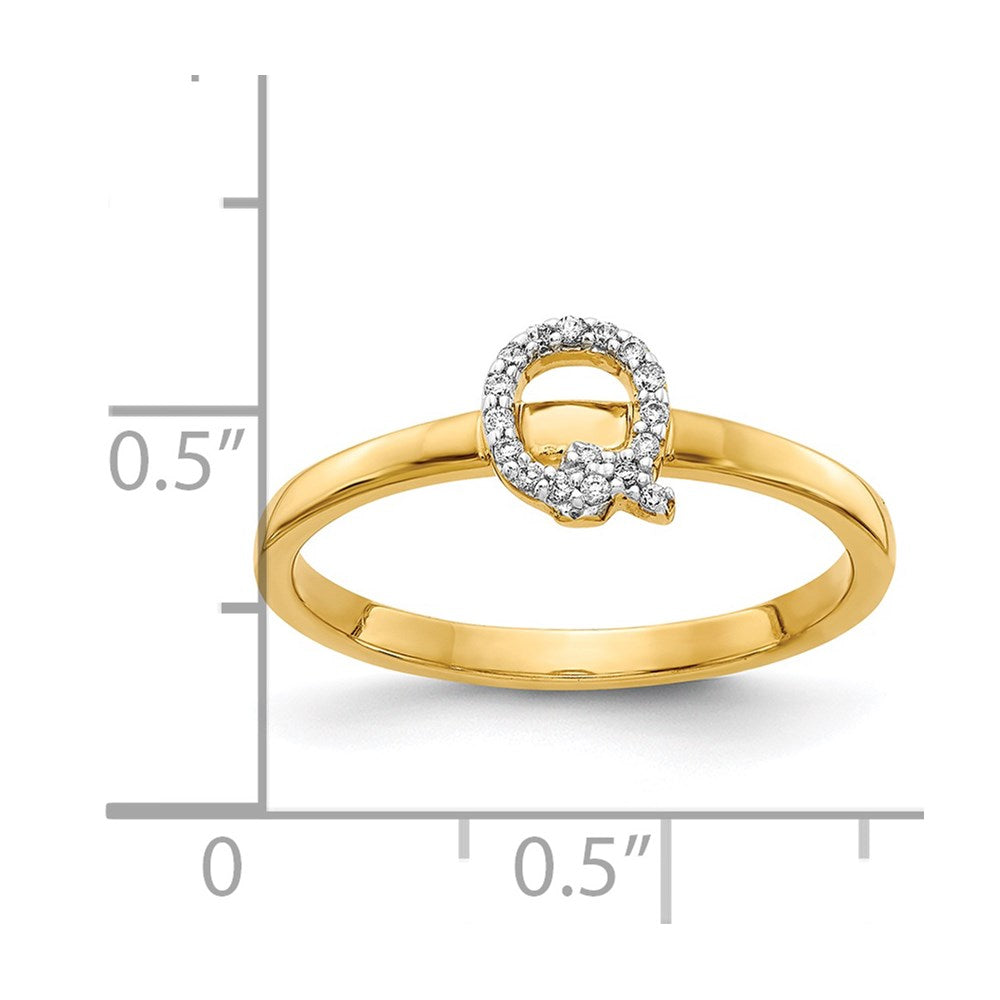 14k Yellow Gold Real Diamond Initial Q Ring
