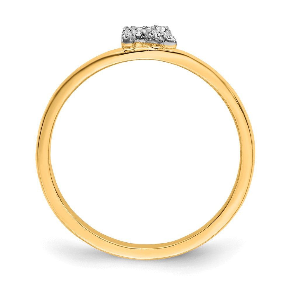 14k Yellow Gold Real Diamond Initial R Ring
