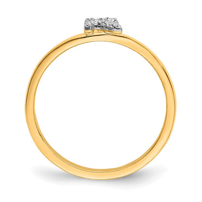 14k Yellow Gold Real Diamond Initial R Ring