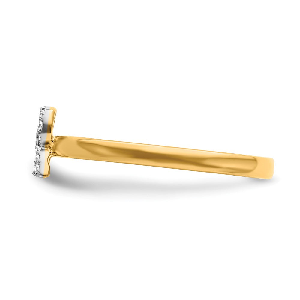 14k Yellow Gold Real Diamond Initial R Ring