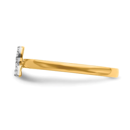 14k Yellow Gold Real Diamond Initial R Ring