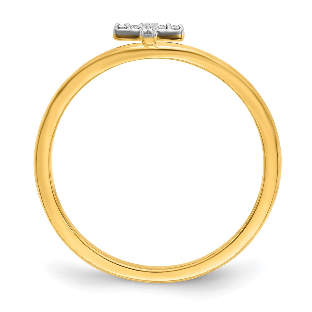 14k Yellow Gold Real Diamond Initial T Ring