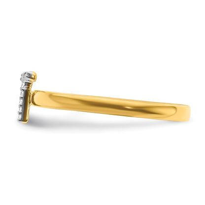 14k Yellow Gold Real Diamond Initial T Ring
