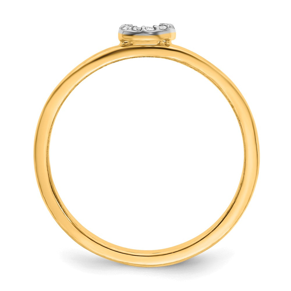 14k Yellow Gold Real Diamond Initial U Ring