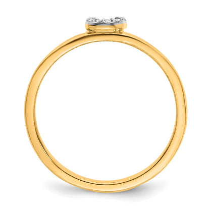 14k Yellow Gold Real Diamond Initial U Ring