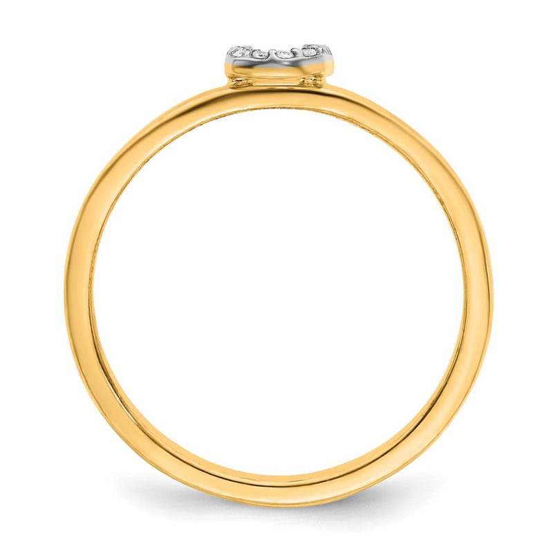 14k Yellow Gold Real Diamond Initial U Ring