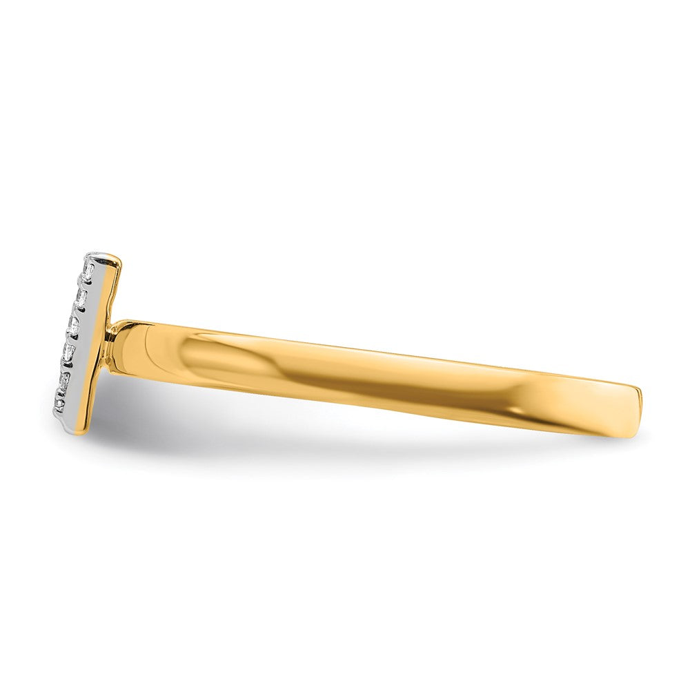 14k Yellow Gold Real Diamond Initial V Ring