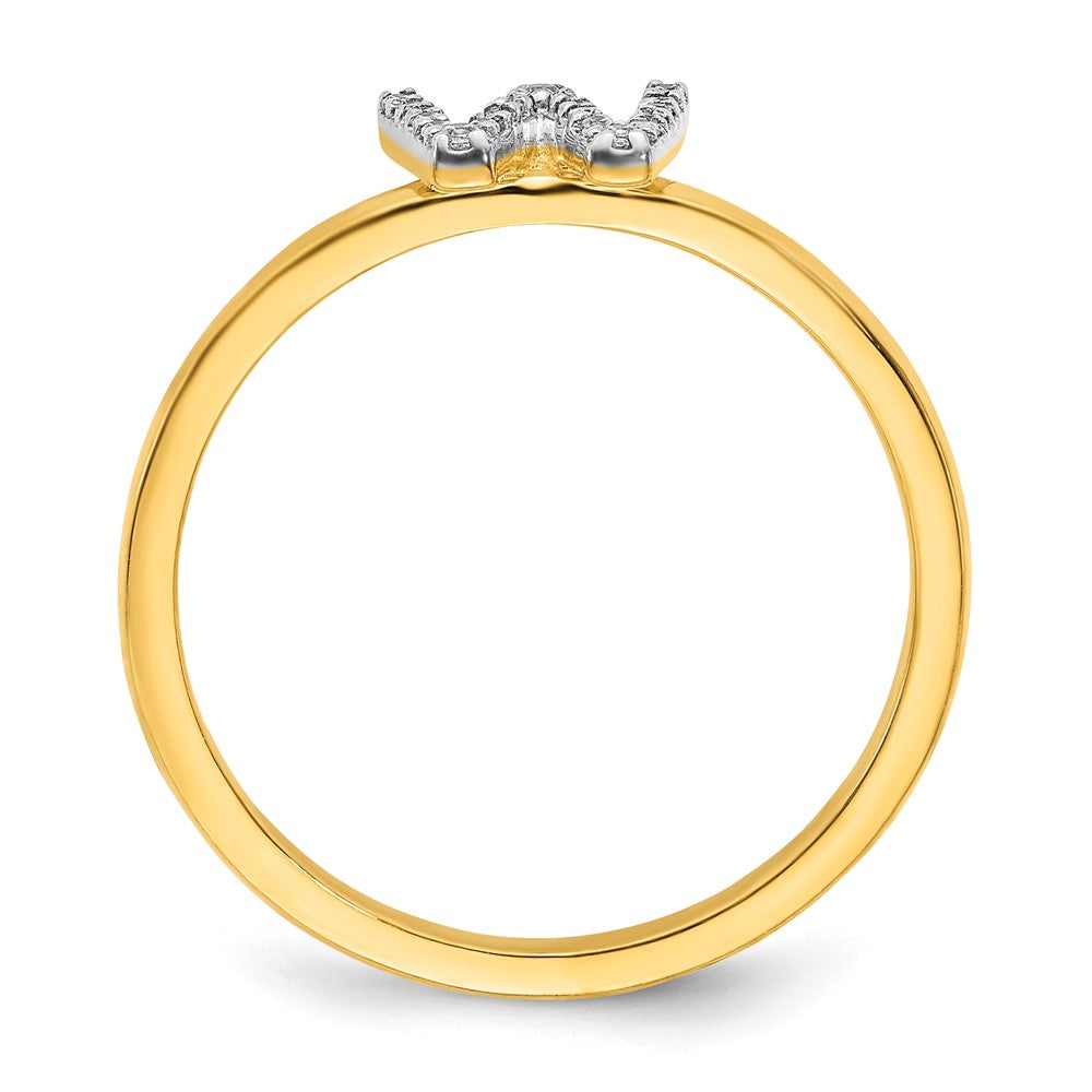 14k Yellow Gold Real Diamond Initial W Ring