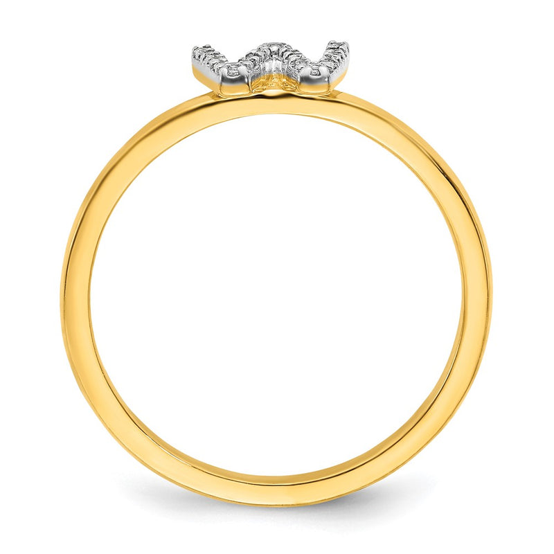 14k Yellow Gold Real Diamond Initial W Ring