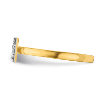 14k Yellow Gold Real Diamond Initial W Ring