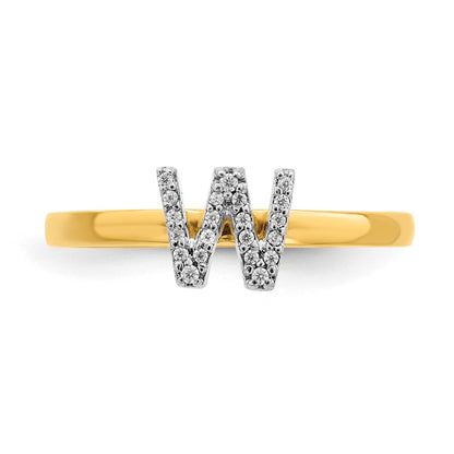 14k Yellow Gold Real Diamond Initial W Ring