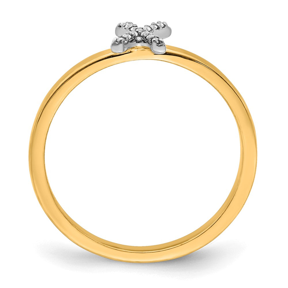 14k Yellow Gold Real Diamond Initial X Ring