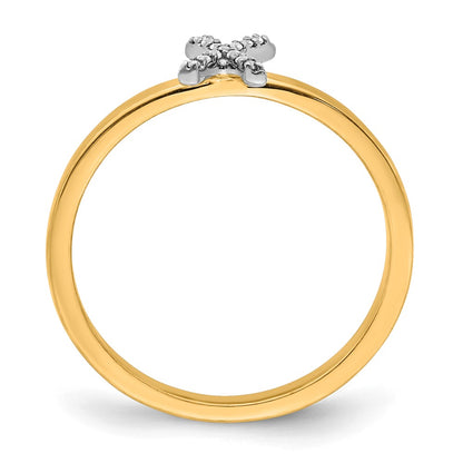 14k Yellow Gold Real Diamond Initial X Ring