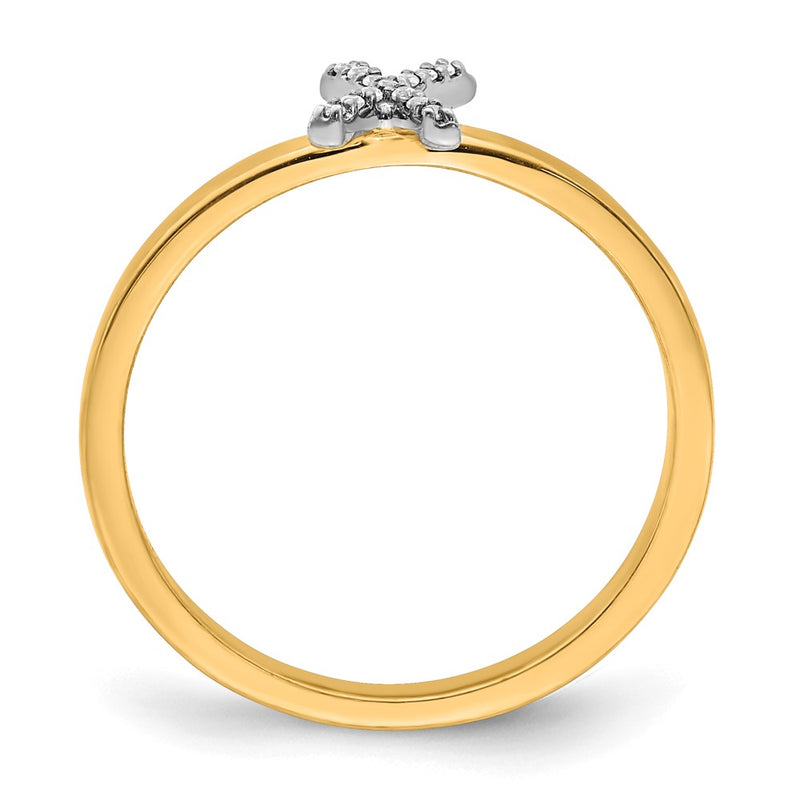 14k Yellow Gold Real Diamond Initial X Ring