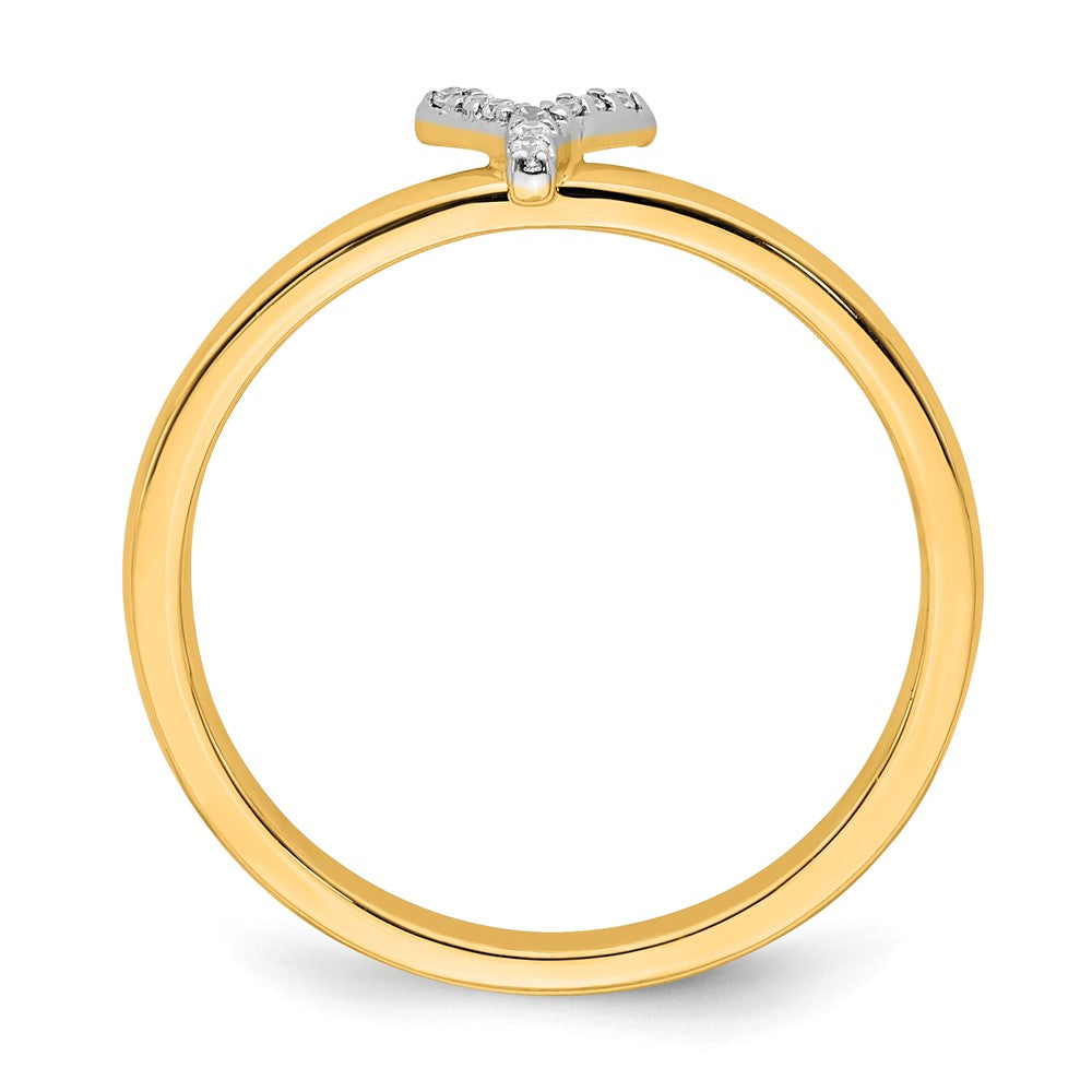14k Yellow Gold Real Diamond Initial Y Ring