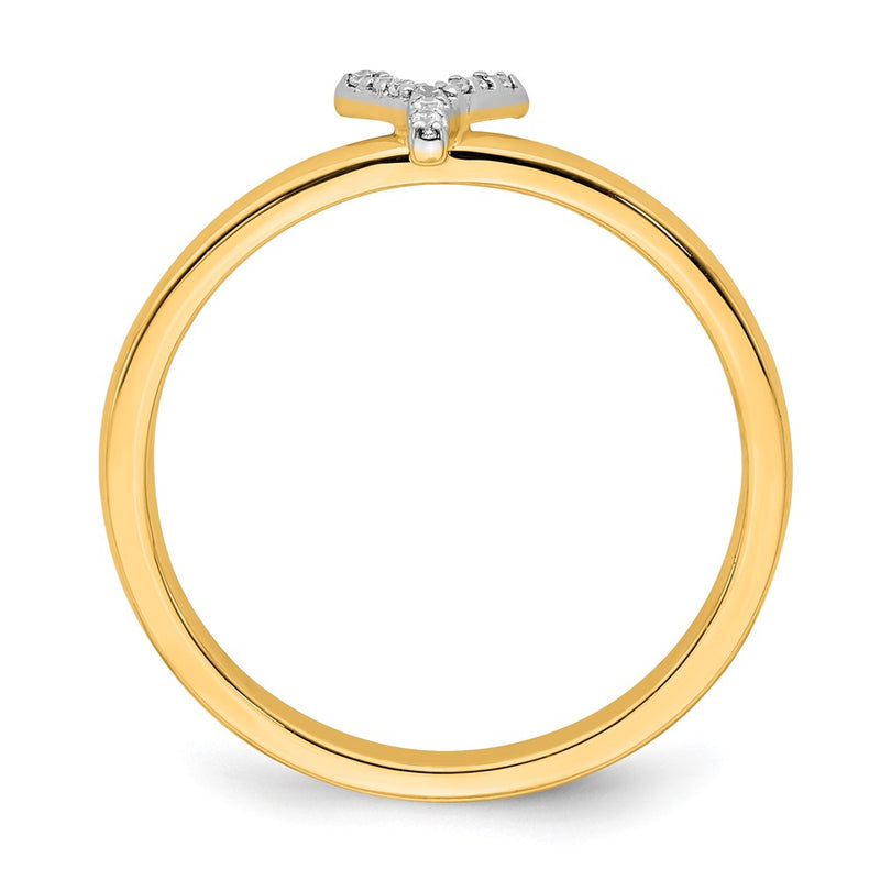 14k Yellow Gold Real Diamond Initial Y Ring