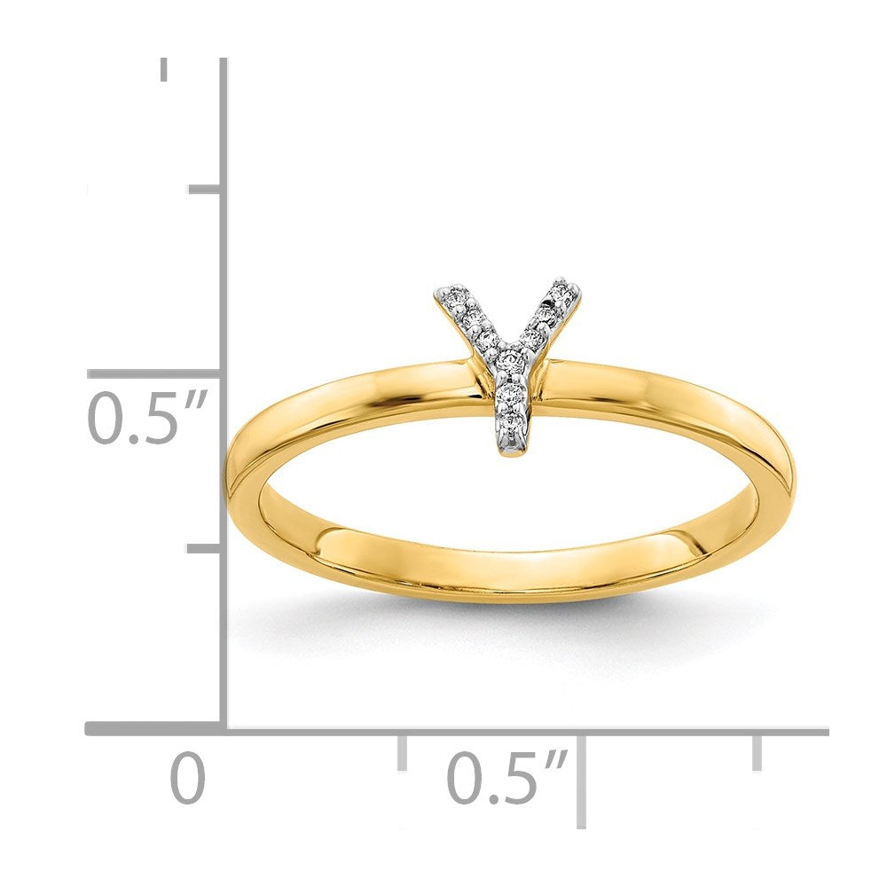 14k Yellow Gold Real Diamond Initial Y Ring