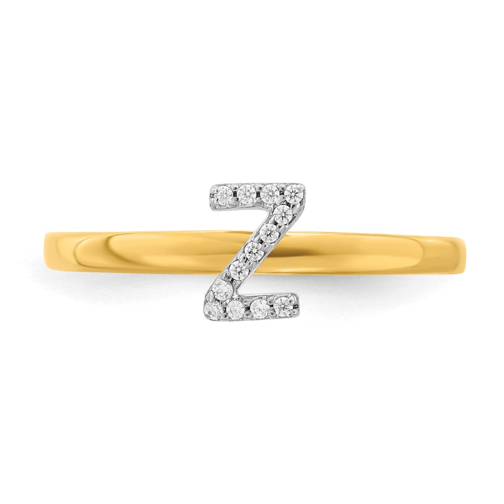14k Yellow Gold Real Diamond Initial Z Ring