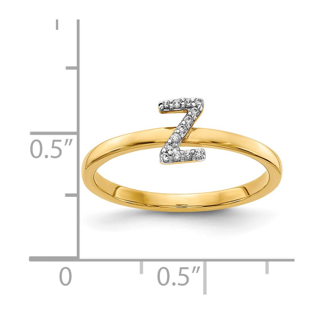 14k Yellow Gold Real Diamond Initial Z Ring