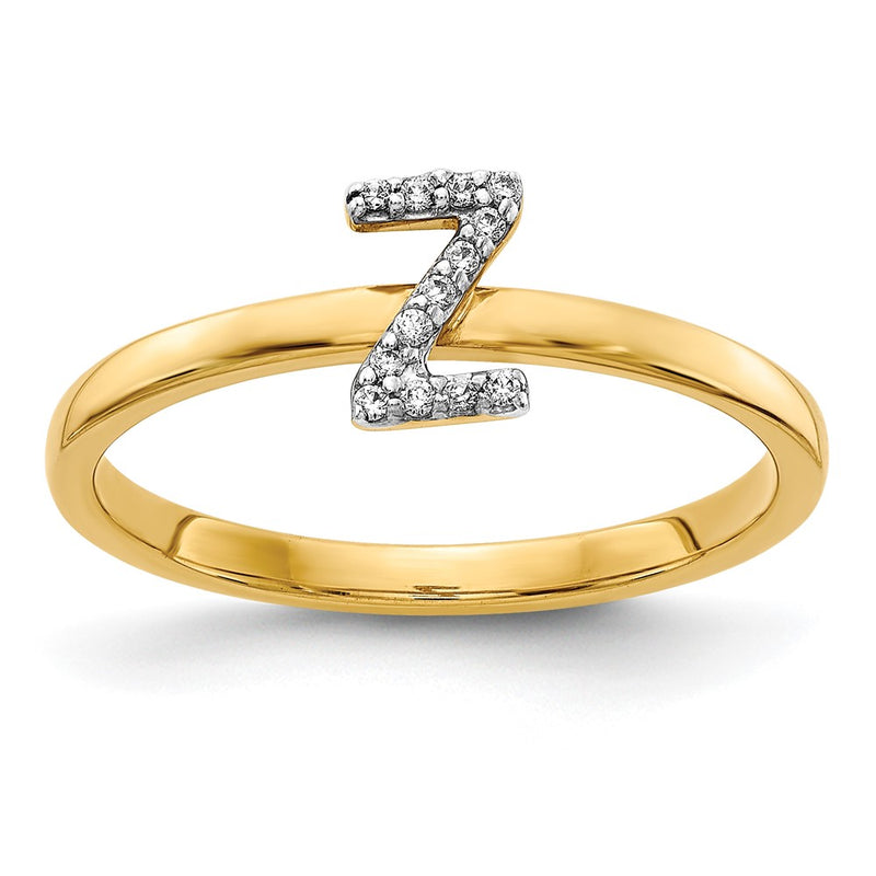 14k Yellow Gold Real Diamond Initial Z Ring