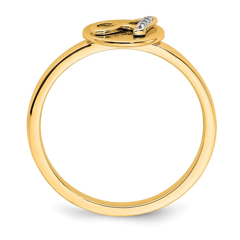 14k Yellow Gold Real Diamond Initial A Ring