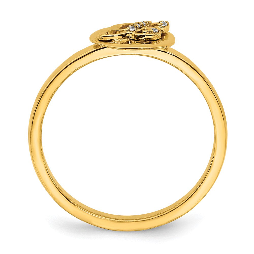 14k Yellow Gold Real Diamond Initial B Ring