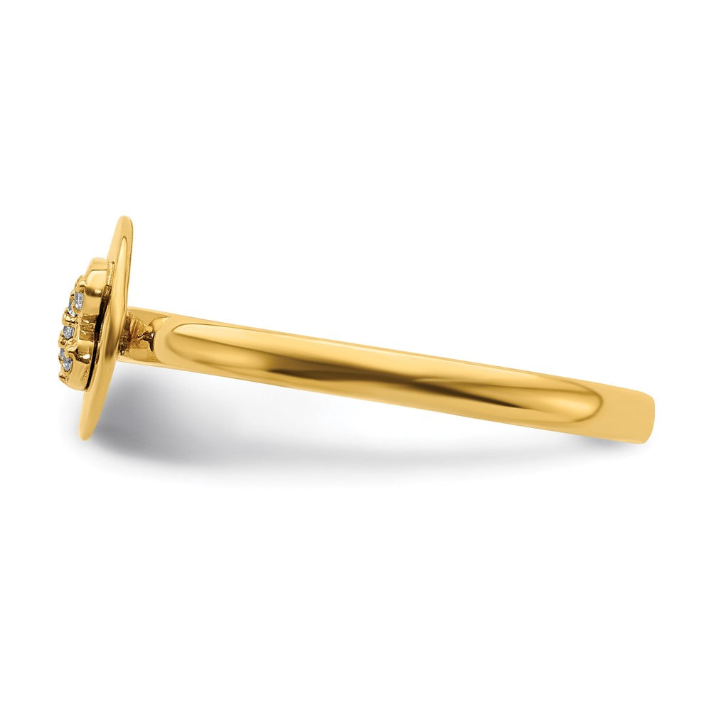 14k Yellow Gold Real Diamond Initial B Ring