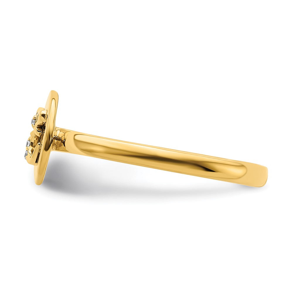 14k Yellow Gold Real Diamond Initial E Ring