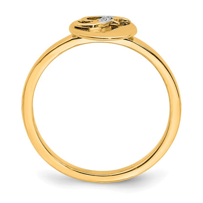 14k Yellow Gold Real Diamond Initial F Ring